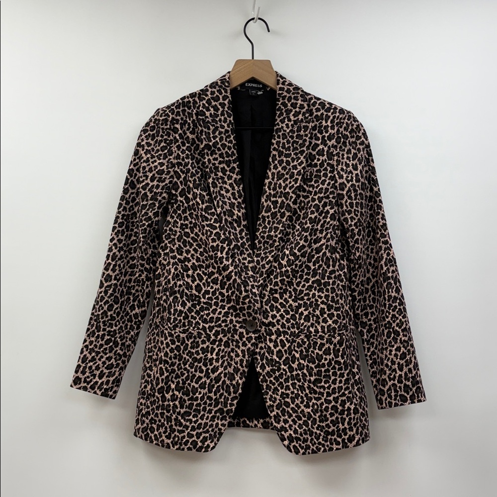Express Leopard Single Breasted Relaxed Blazer Ja… - image 3